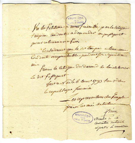 Correspondance de Fréron, membre de la Convention, collectionnée par Pierre-Jean David d'Angers