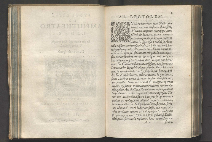 Justi Lipsi De amphitheatro liber. In quo forma ipsa loci expressa, & ratio spectandi. Cum aeneis figuris. Omnia auctoria vel meliora.
