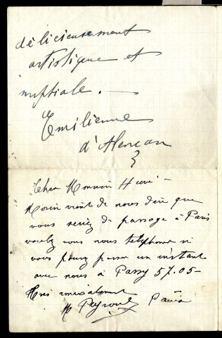 Lettre de Mona Païva à Jean Huré
