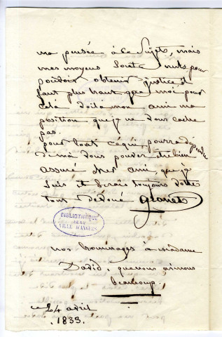 Correspondance de Granet avec Pierre-Jean David d'Angers