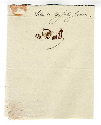 Correspondance de Jules Janin [à Pierre-Jean David d'Angers]