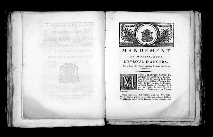 Mandement de Mgr l'évêque d'Angers qui ordonne des prières pendant la tenue des Etats généraux