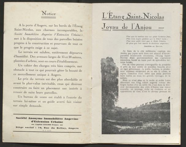 Parc de la Haye (Etang St. Nicolas) : la Suisse angevine [brochure commerciale]