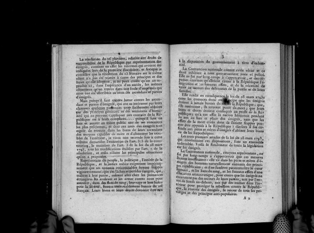 Opinion de J. Gautret (de Maine-et-Loire), sur la résolution du 26 pluviôse, an VII, relative aux droits de successibilité de la République par représentation des émigrés. Séance du Conseil des anciens, du 24 ventôse, an VII