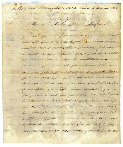 Correspondance de Clot-Bey [à Lallemand]