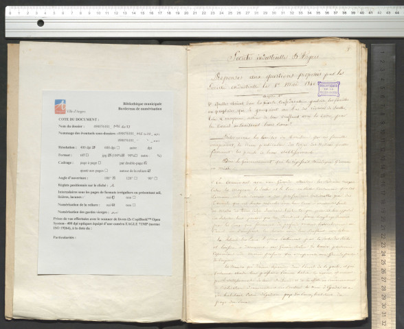 Réponse aux questions proposées par la Société industrielle le 1er mai 1840
