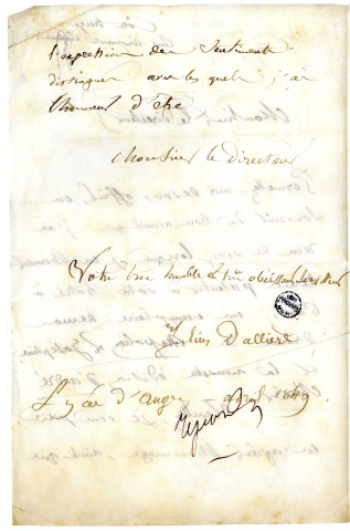 Lettre de Julien Daillière