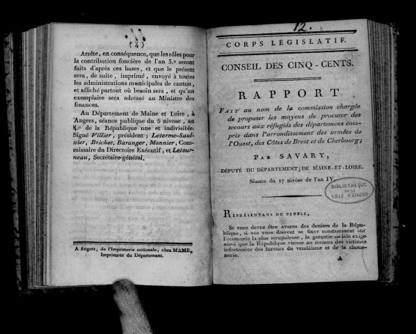 Extrait des registres des délibérations du Directoire exécutif du 19 frimaire an IV
