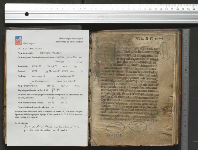 Vita beati Girardi monachi sancti Albini Andegavensis [Vie et miracles de saint Girard, moine de Saint-Aubin d'Angers († 1123)]