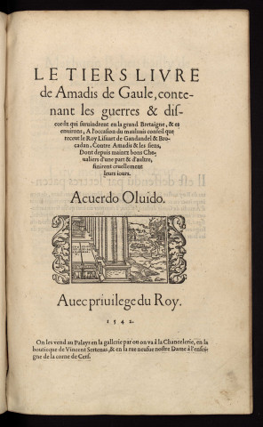 Le tiers livre de Amadis de Gaule, contenant les guerres