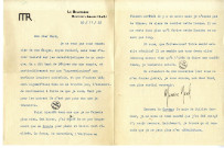Lettre de Maurice Ravel à Jean Huré
