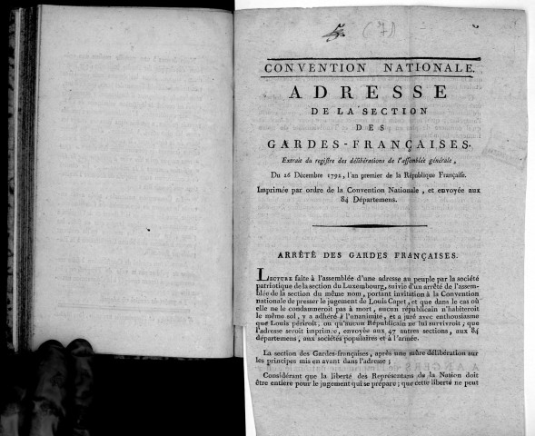 Rapport du citoyen Barrère sur l'invitation à faire, aux amis de la liberté et de l'égalité, de présenter leurs vues sur la Constitution à donner à la République française, le 19 octobre 1792