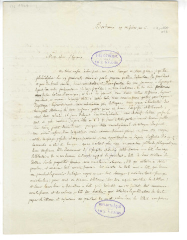 Correspondance de Volney [à La Revellière-Lépeaux]