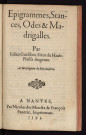 Epigrammes, Stances, Odes