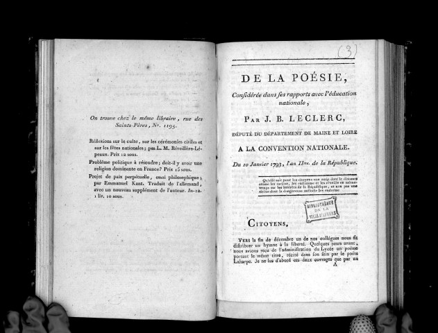 De la poésie, considérée dans ses rapports avec l'éducation nationale, par J. B. Leclerc, député du département de Maine-et-Loire