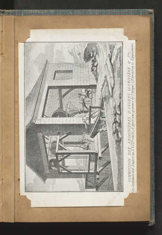Commission des Ardoisières d'Angers - Les Ardoisières d'Angers au XVIIIe siècle d'après une gravure de l'époque (Extraction et Epuisement)