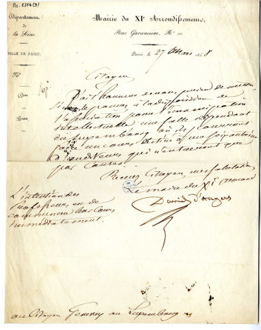Pièce 9 - Lettre de David d'Angers au citoyen Genevay