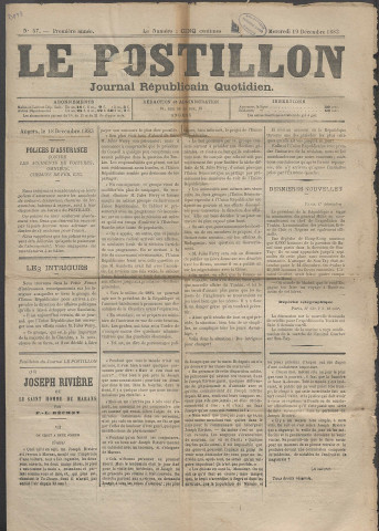 Le postillon. 19 déc. 1883 (1re année, n° 57)