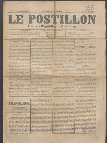 Le postillon. 10 mars 1884 (2e année, n° 68)