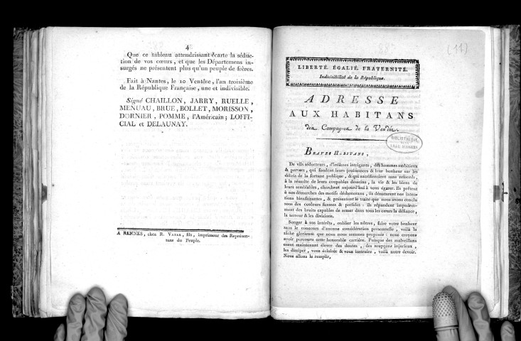 Proclamation. Les représentants du peuple près les armées et dans les départements de l'ouest, des côtes de Brest et de Cherbourg, aux Français des mêmes départements