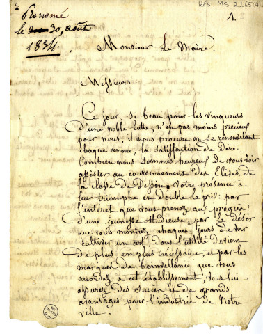 Discours de Jean-Michel Mercier, de Versailles, peintre d'histoire, aux distributions des prix de l'Ecole de dessin d'Angers dont il était directeur