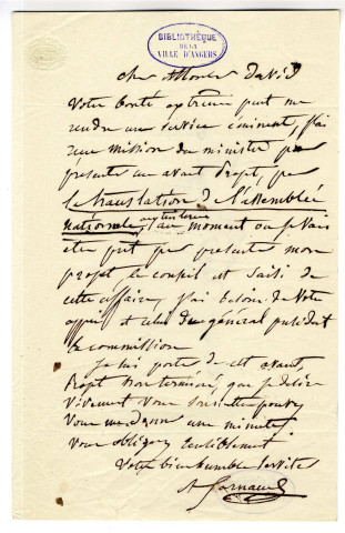 Correspondance de Garnaud avec Pierre-Jean David d'Angers