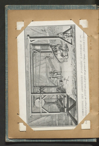 Commission des Ardoisières d'Angers - Les Ardoisières d'Angers au XVIIIe siècle d'après une gravure de l'époque (Extraction et Epuisement)