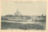 Montreuil-sur-Maine. L'église vue de la Mayenne