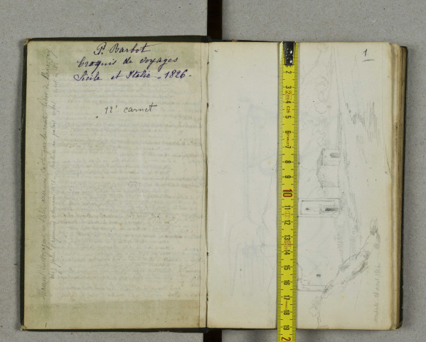 12 - Album : croquis de voyage au crayon ; Sicile et Italie 1826