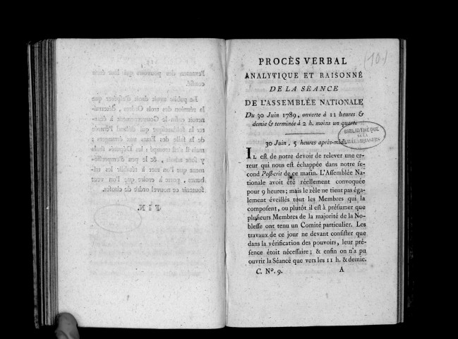 Procès-verbal analytique et raisonné de la séance de l'Assemblée nationale du 30 juin 1789