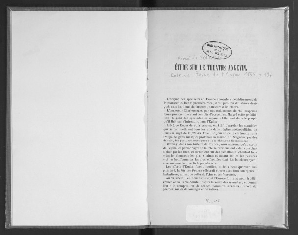Etude sur le théâtre angevin