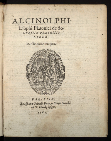 Alcinoi philosophi Platonici de doctrina Platonis liber, Marsilio Ficino interprete