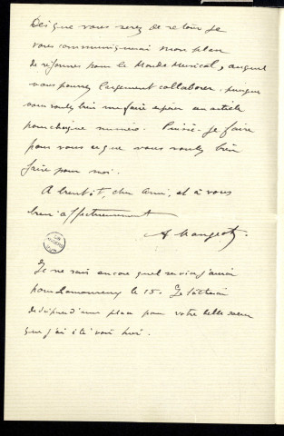 Lettres d'Auguste Mangeot à Jean Huré