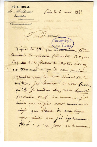 Correspondance du général baron Jean-Martin Petit avec Pierre-Jean David d'Angers