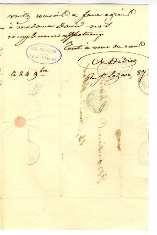 Correspondance de l'écrivain suisse Charles Didier avec Pierre-Jean David d'Angers