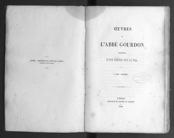 Œuvres de l'abbé Gourdon. Tome 1