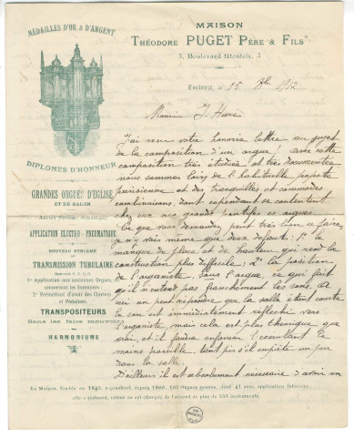 Lettres de Jean-Baptiste Puget dit Théodore Puget à Jean Huré