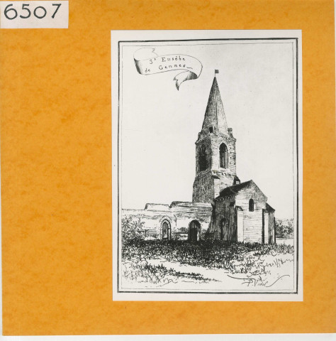 Gennes : Eglise Saint-Eusèbe (Atlas Célestin Port, planche 49, gravure)