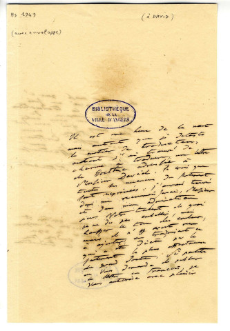 Correspondance de A. Humboldt [à Pierre-Jean David d'Angers et Gaudichaud]