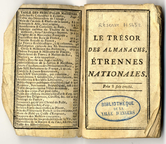 Le trésor des almanachs. Etrennes nationales, curieuses, nécessaires et agréables