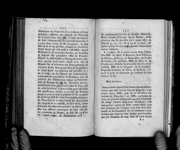 Extrait du registre des délibérations de la ville et comté de Nantes du 23 janvier 1789