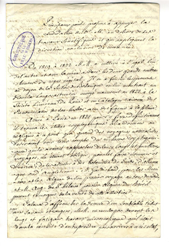 Correspondance du naturaliste Gaimard [à Gaudichaud et Gubler]