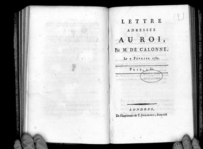 Lettre adressée au roi, par M. de Calonne