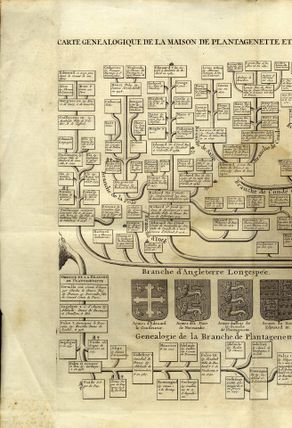 Carte généalogique de la maison de Plantagenette et des ducs de Normandie avec les branches et les alliances quelles ont formées pour conduire à l'intelligence de l'histoire d'Angleterre et d'Ecosse et d'Irlande. Tome 2, n. 47