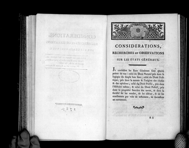 Considérations, recherches et observations sur les Etats généraux.