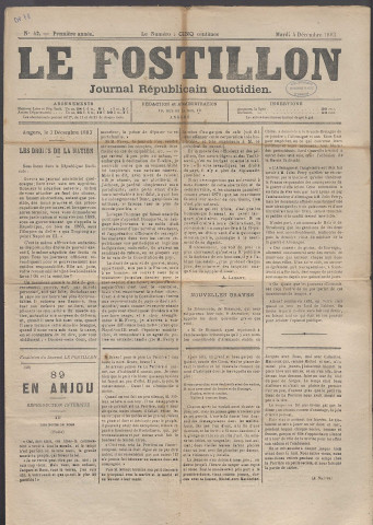 Le postillon. 4 déc. 1883 (1re année, n° 42)