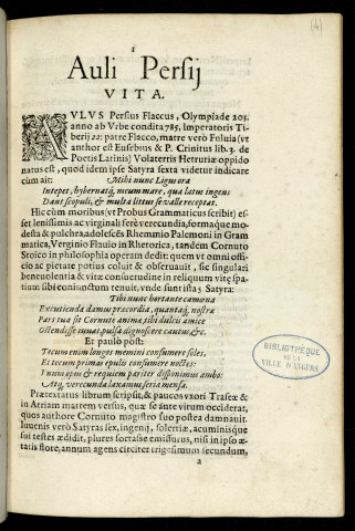 Antonii Foquelini Veromandui in Auli Persii Flacci satyras commentarius