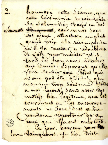 Discours de Jean-Michel Mercier, de Versailles, peintre d'histoire, aux distributions des prix de l'Ecole de dessin d'Angers dont il était directeur