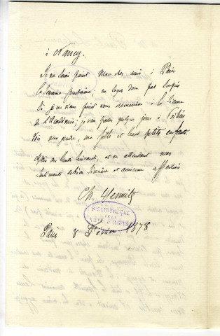 Correspondance de Ch. Hermite [à Paul Leferme]