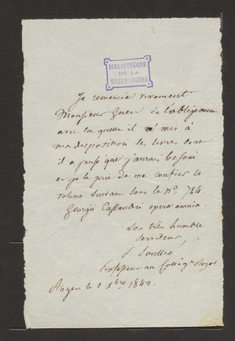 Soullié, professeur au collège royal d'Angers